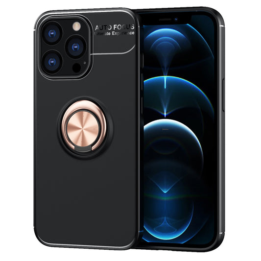 Anti-fall Phone Cover with Ring Holder Kickstand Soft TPU Back Case for iPhone 13 Pro 6.1 inch