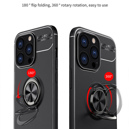 Anti-fall Phone Cover with Ring Holder Kickstand Soft TPU Back Case for iPhone 13 Pro 6.1 inch
