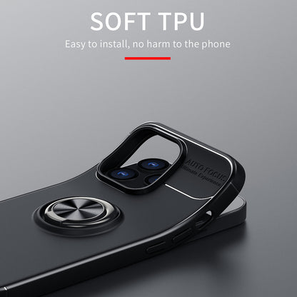 Anti-fall Phone Cover with Ring Holder Kickstand Soft TPU Back Case for iPhone 13 Pro 6.1 inch