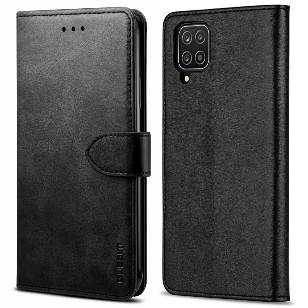 GUSSIM PU Leather Wallet Design Phone Stand Case Shell for Samsung Galaxy A12