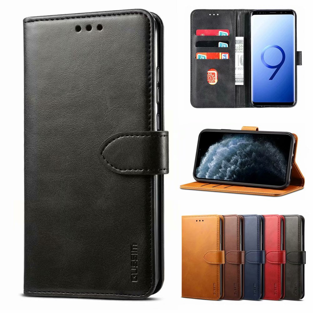 GUSSIM PU Leather Wallet Design Phone Stand Case Shell for Samsung Galaxy A12