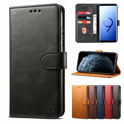GUSSIM PU Leather Wallet Design Phone Stand Case Shell for Samsung Galaxy A12