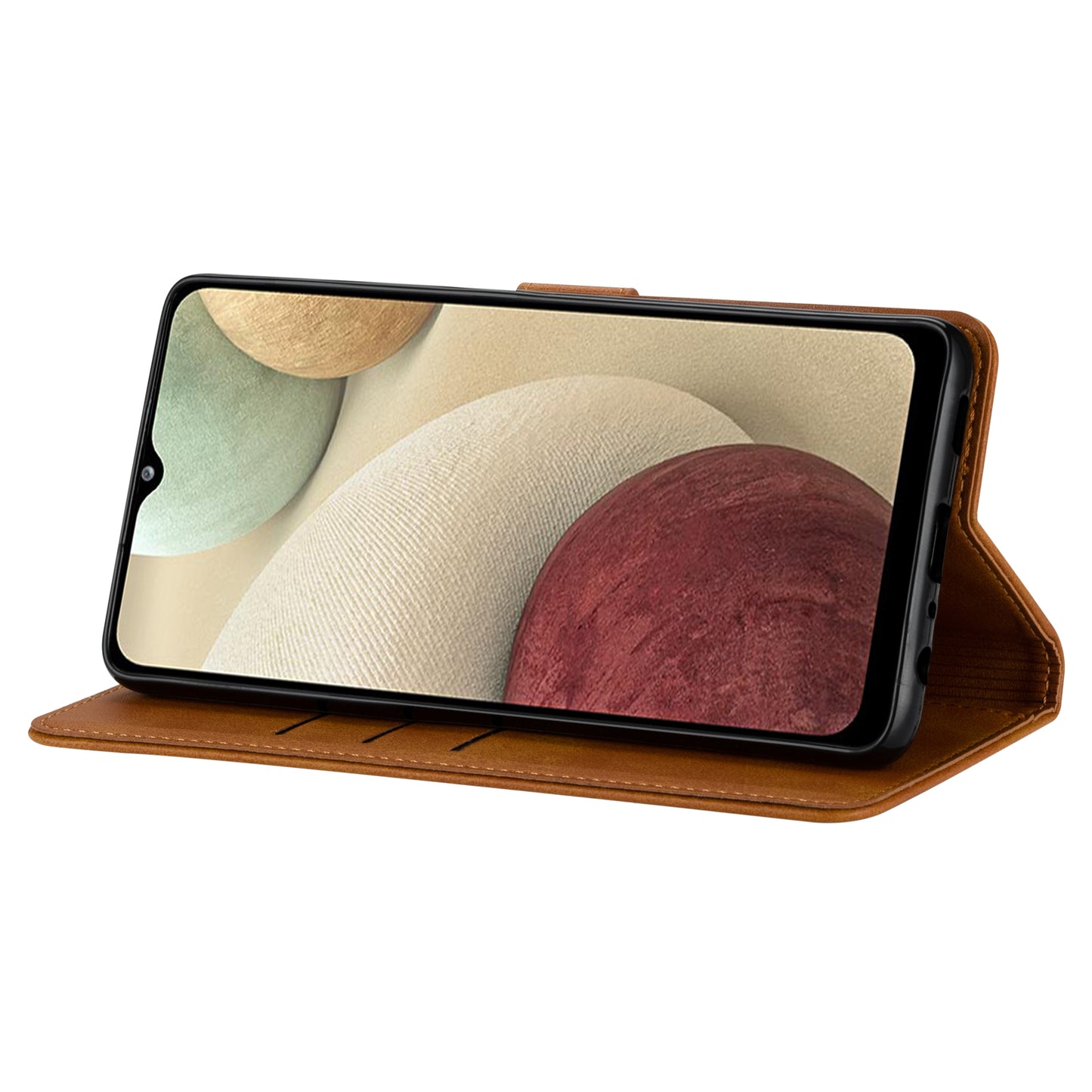 GUSSIM PU Leather Wallet Design Phone Stand Case Shell for Samsung Galaxy A12