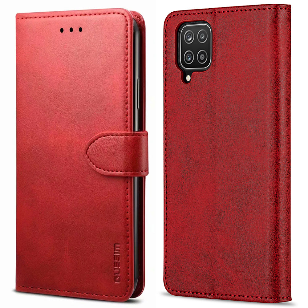 GUSSIM PU Leather Wallet Design Phone Stand Case Shell for Samsung Galaxy A12