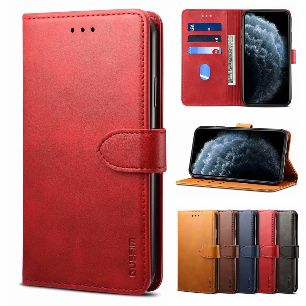 GUSSIM PU Leather Wallet Design Phone Stand Case Shell for Samsung Galaxy A12