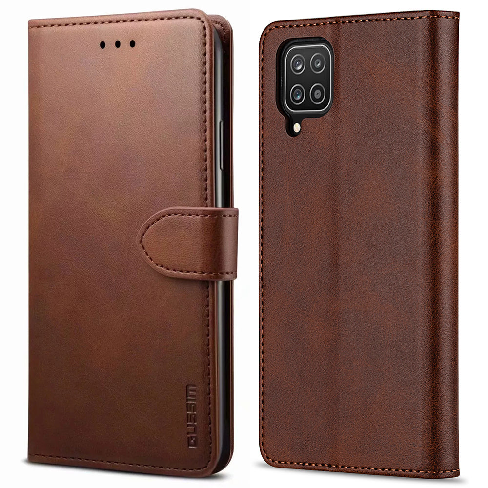 GUSSIM PU Leather Wallet Design Phone Stand Case Shell for Samsung Galaxy A12