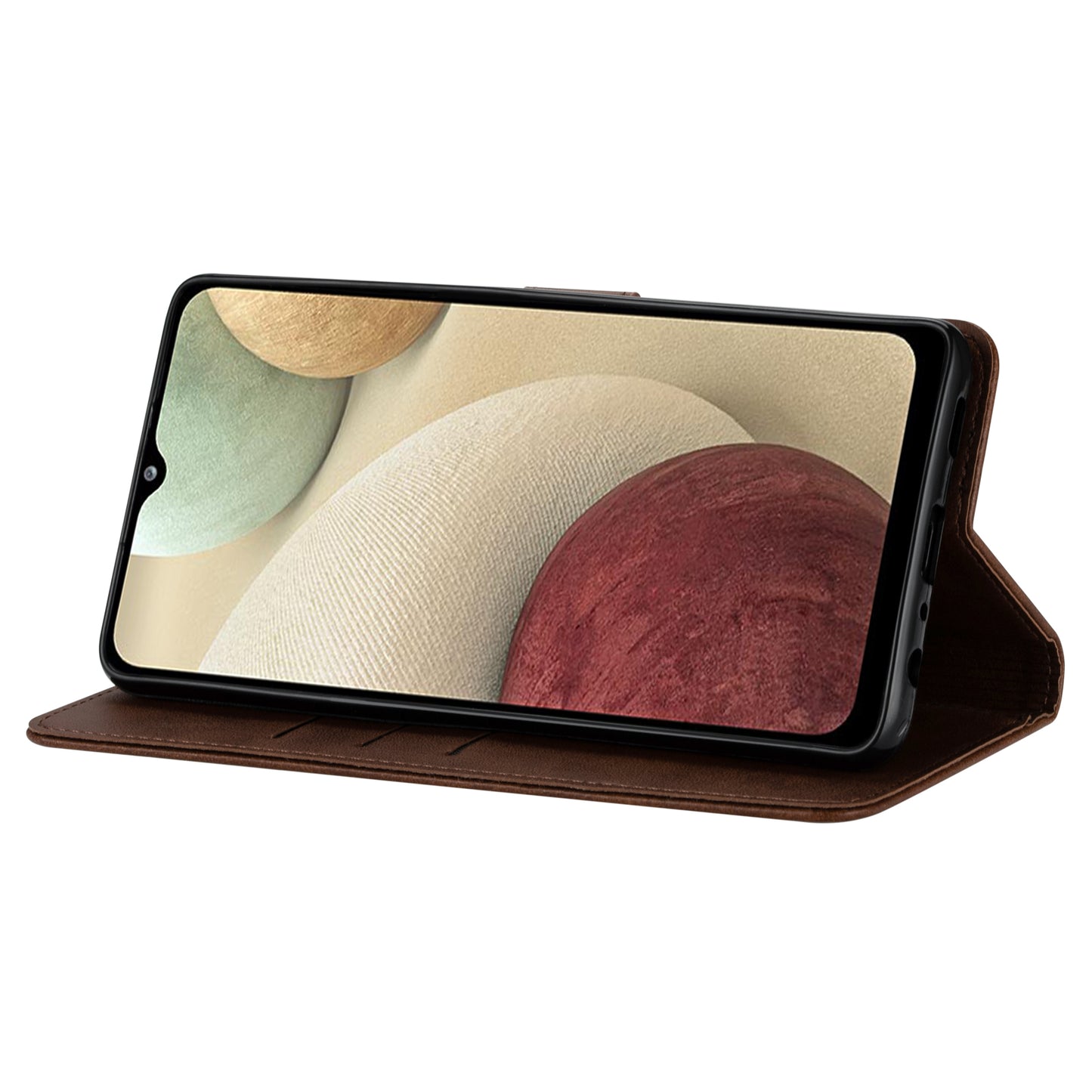 GUSSIM PU Leather Wallet Design Phone Stand Case Shell for Samsung Galaxy A12