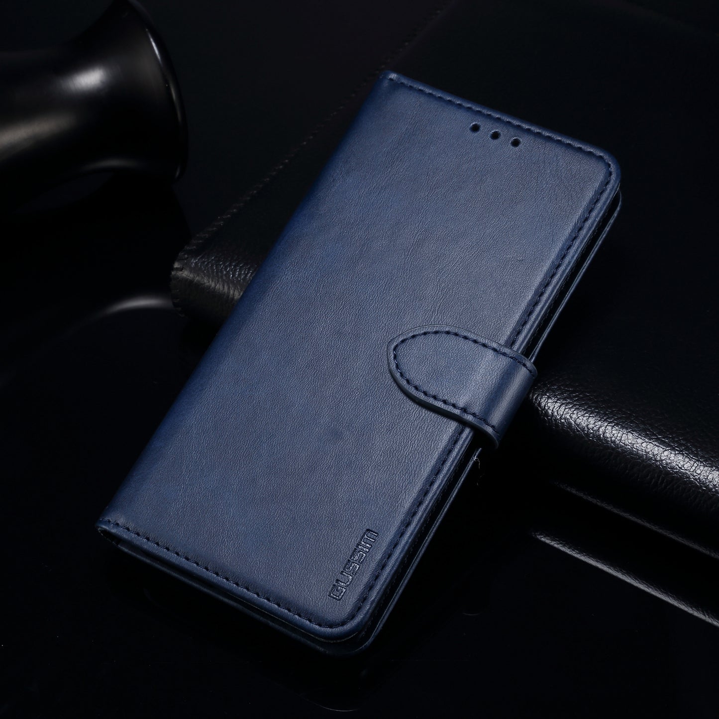 GUSSIM PU Leather Wallet Design Phone Stand Case Shell for Samsung Galaxy A12