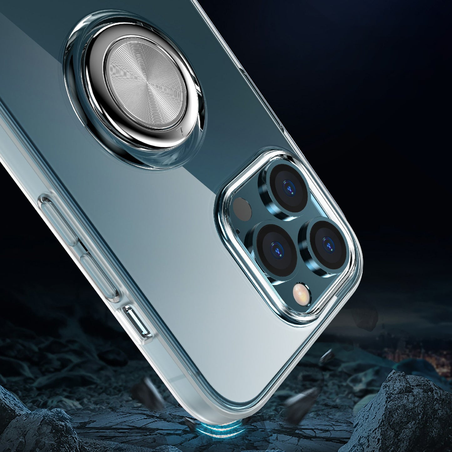 Clear Anti-Scratch Finger Kickstand Ring Holder Soft TPU Bumper Cover Work with Magnetic Car Mount for Phone 13 Pro 6.1 inch