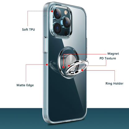 Clear Crystal with Ring Kickstand Holder Support Car Mount Shock Drop Proof TPU Cover for Phone 13 Pro Max 6.7 inch