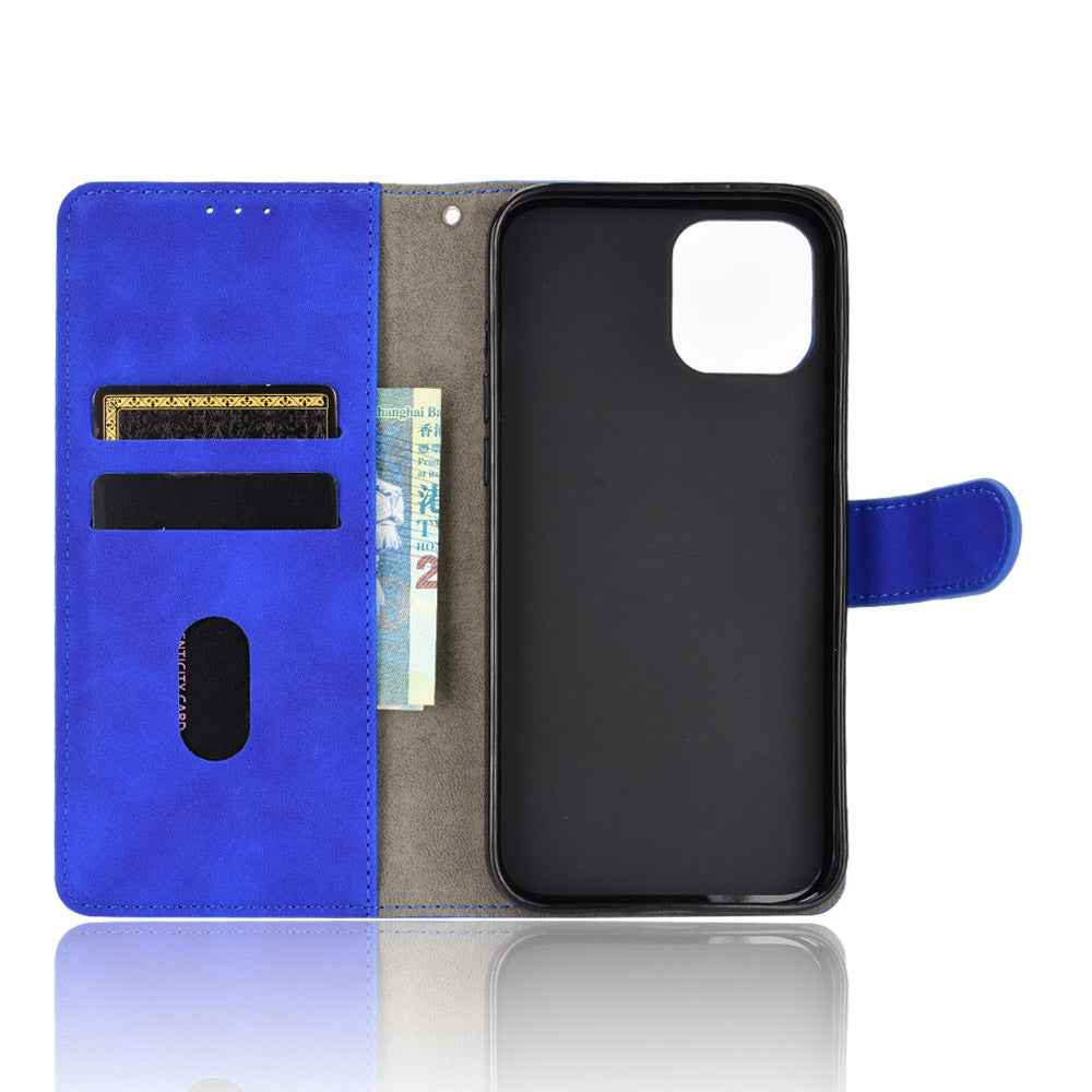 Skin-touch PU Leather Wallet Case Flip Protective Phone Cover with Strap for iPhone 13 Pro 6.1 inch