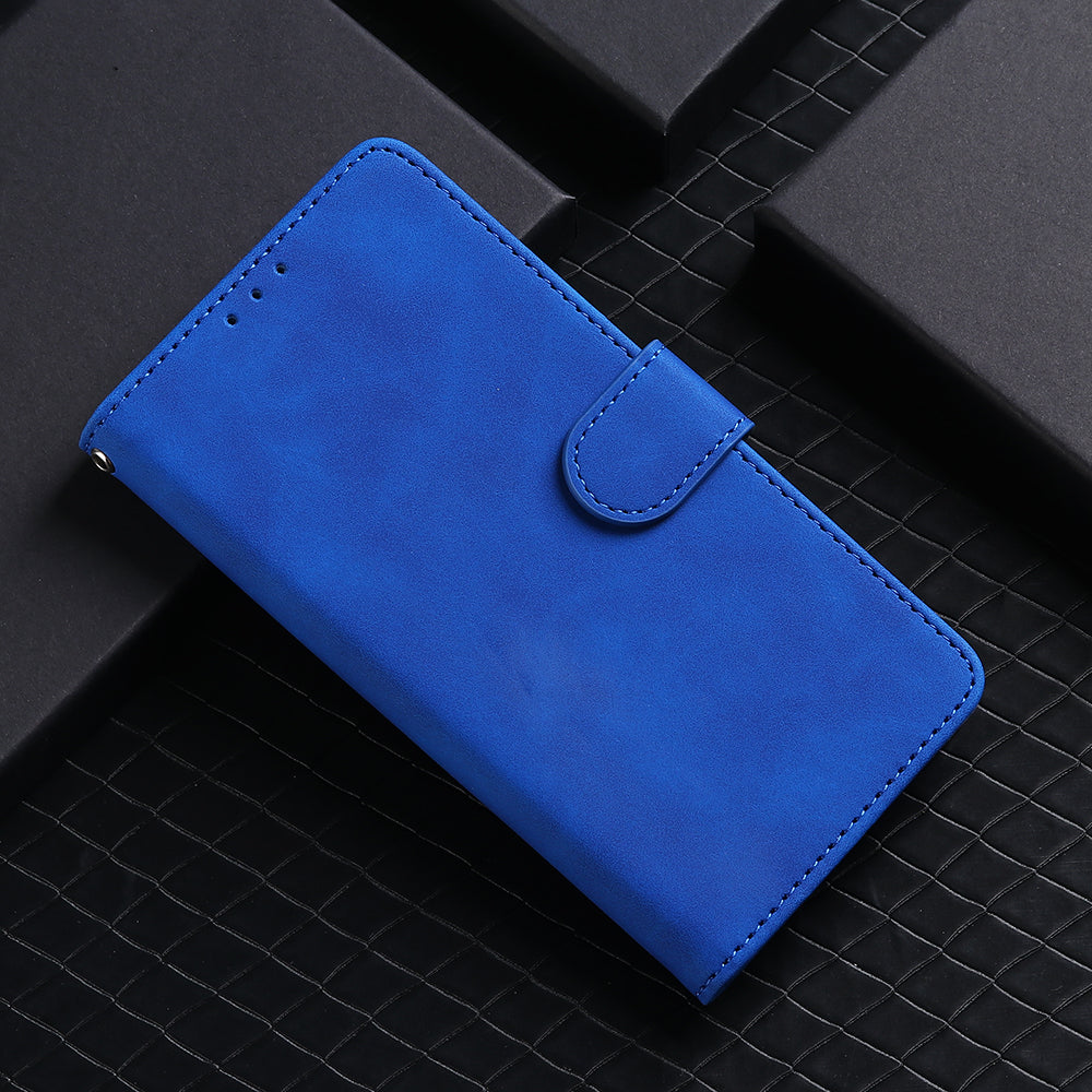 Skin-touch PU Leather Wallet Case Flip Protective Phone Cover with Strap for iPhone 13 Pro 6.1 inch