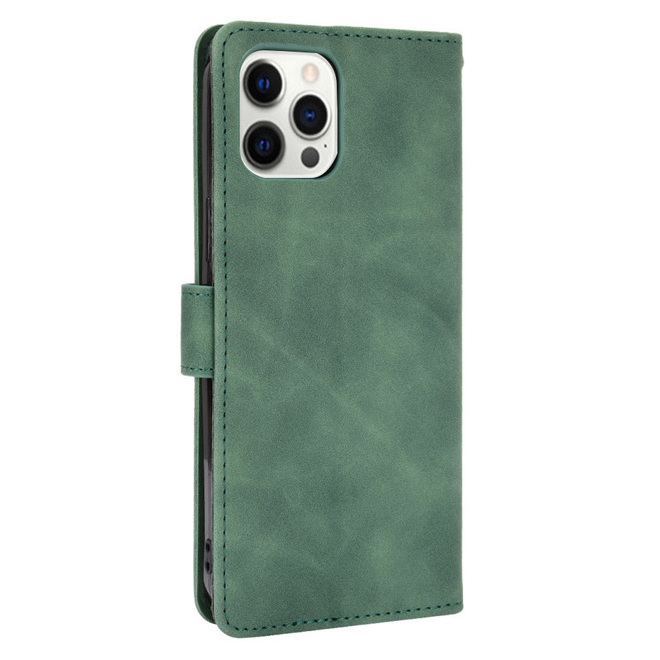 Skin-touch PU Leather Wallet Case Flip Protective Phone Cover with Strap for iPhone 13 Pro 6.1 inch