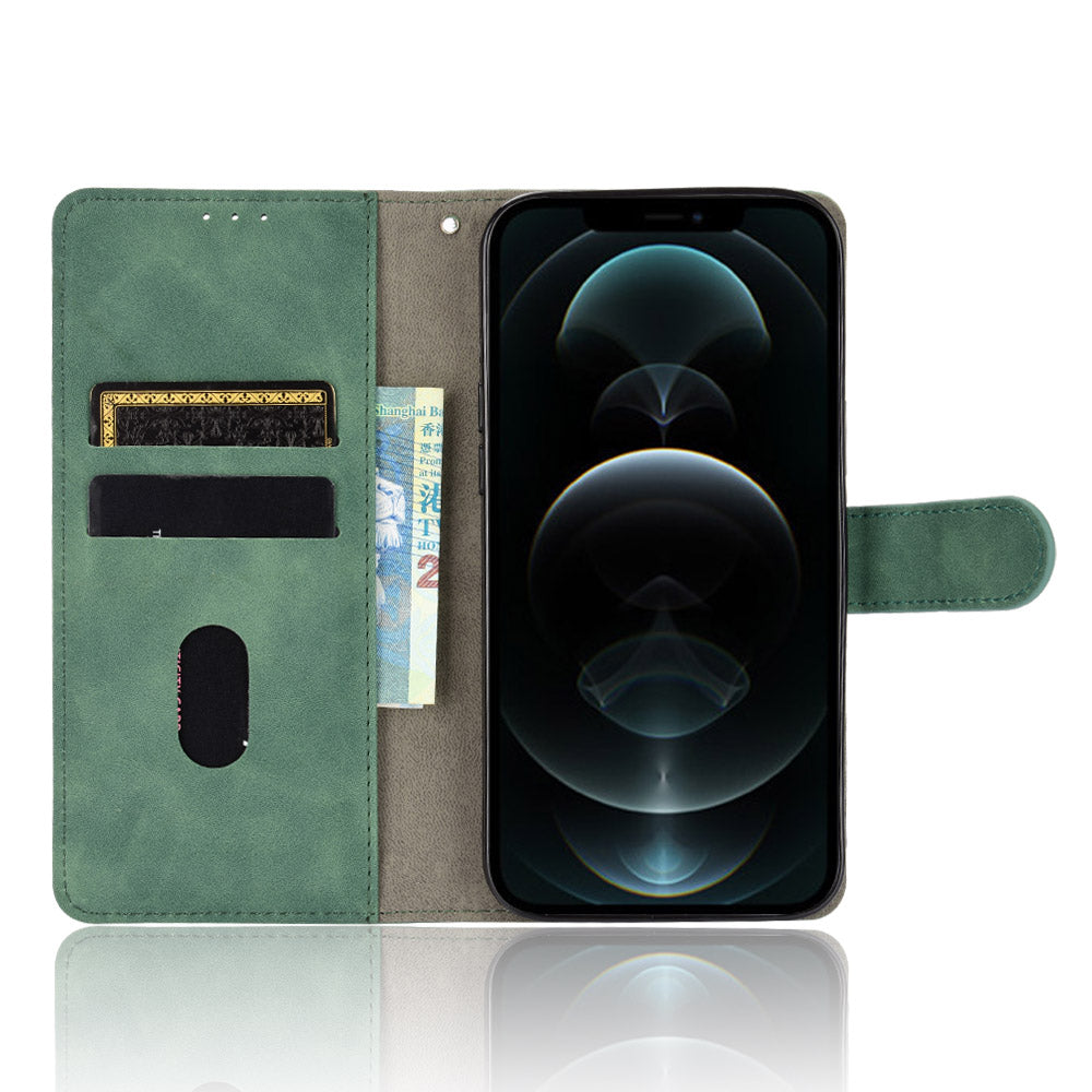 Skin-touch PU Leather Wallet Case Flip Protective Phone Cover with Strap for iPhone 13 Pro 6.1 inch