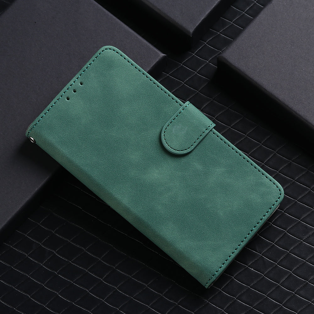 Skin-touch PU Leather Wallet Case Flip Protective Phone Cover with Strap for iPhone 13 Pro 6.1 inch