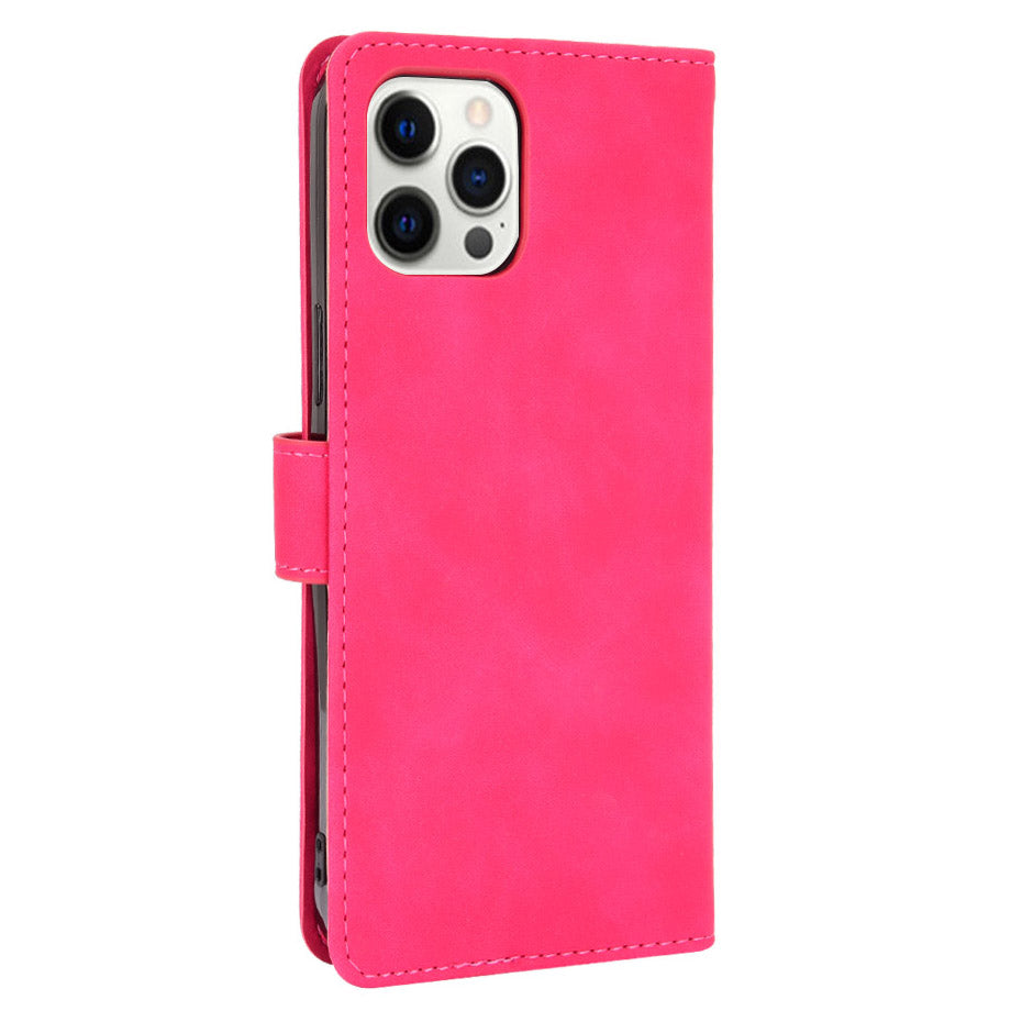 Skin-touch PU Leather Wallet Case Flip Protective Phone Cover with Strap for iPhone 13 Pro 6.1 inch