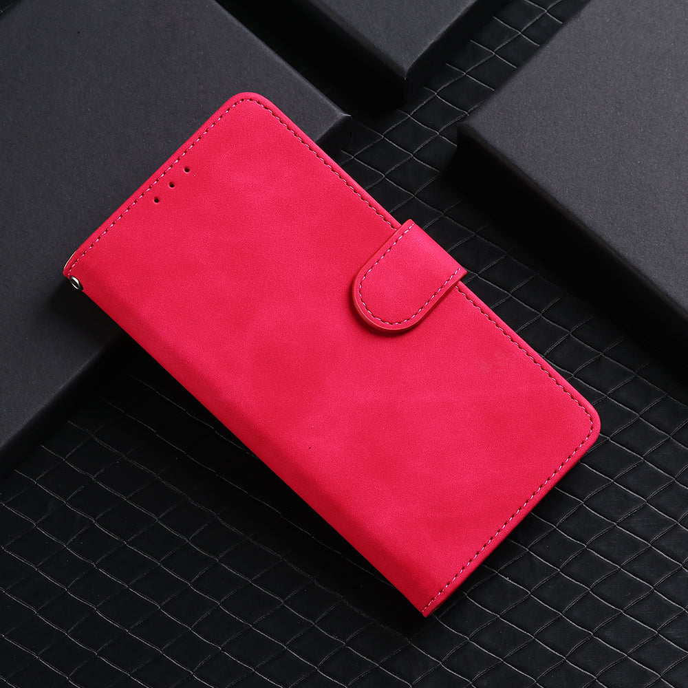 Skin-touch PU Leather Wallet Case Flip Protective Phone Cover with Strap for iPhone 13 Pro 6.1 inch