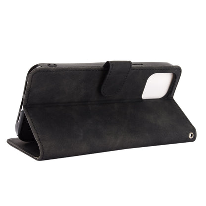 Skin-touch PU Leather Wallet Case Flip Protective Phone Cover with Strap for iPhone 13 Pro 6.1 inch
