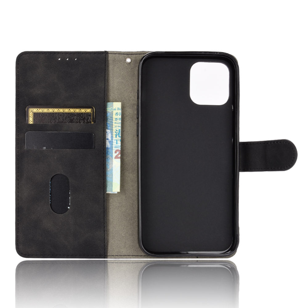 Skin-touch PU Leather Wallet Case Flip Protective Phone Cover with Strap for iPhone 13 Pro 6.1 inch