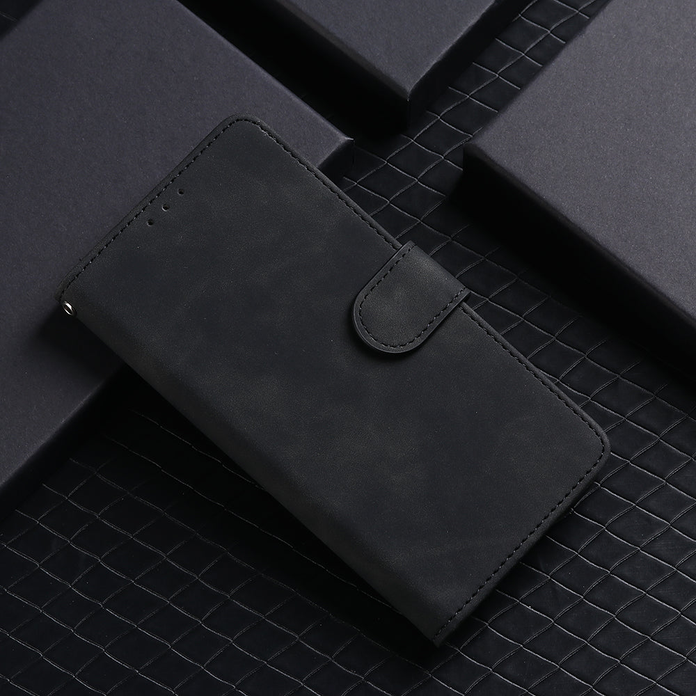Skin-touch PU Leather Wallet Case Flip Protective Phone Cover with Strap for iPhone 13 Pro 6.1 inch