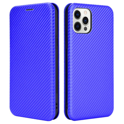 For iPhone 13 Pro 6.1 inch Scratch Resistant Phone Case Auto-absorbed Carbon Fiber Leather Protective Cover with Ring Strap