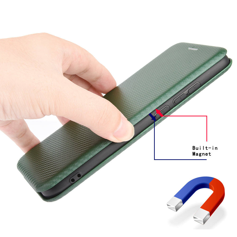 For iPhone 13 Pro 6.1 inch Scratch Resistant Phone Case Auto-absorbed Carbon Fiber Leather Protective Cover with Ring Strap