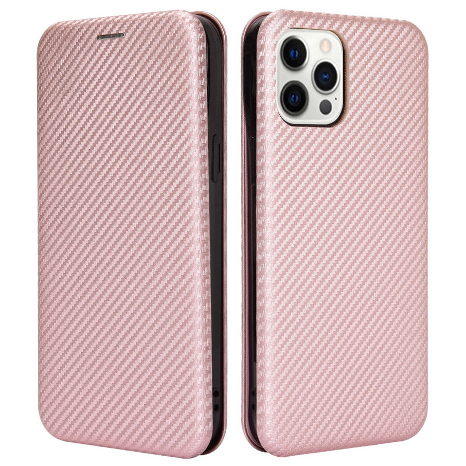 Auto-absorbed Carbon Fiber Leather Case with Ring Strap for iPhone 13 Pro Max 6.7 inch