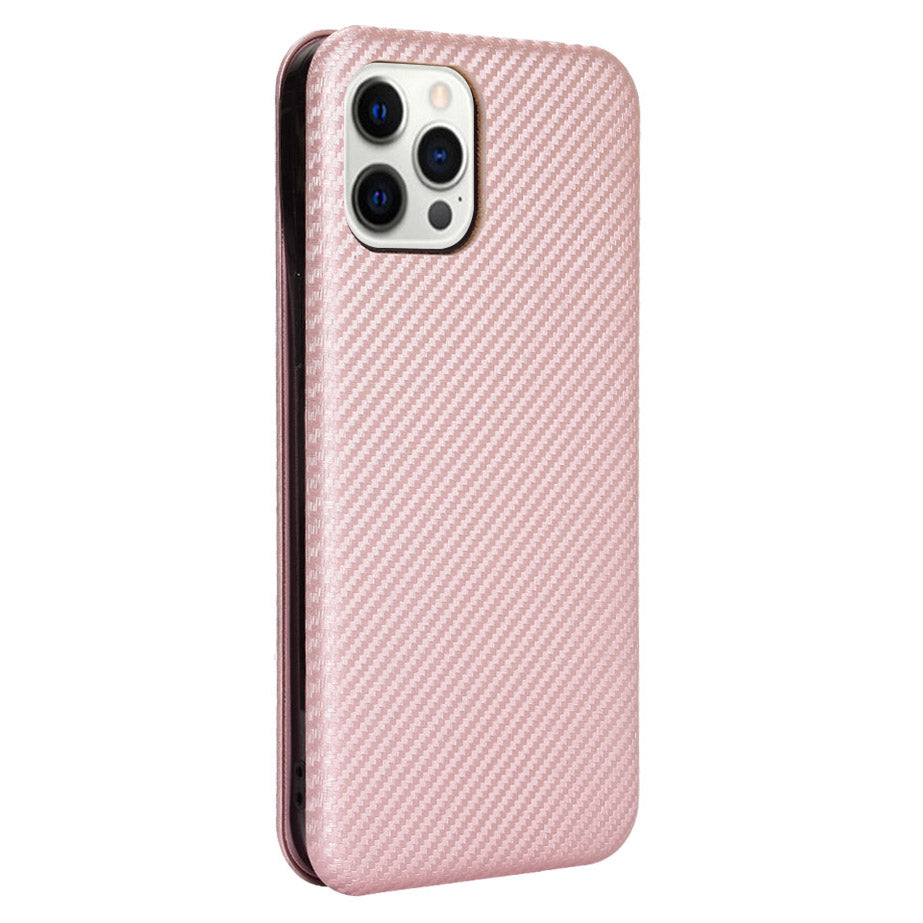 Auto-absorbed Carbon Fiber Leather Case with Ring Strap for iPhone 13 Pro Max 6.7 inch