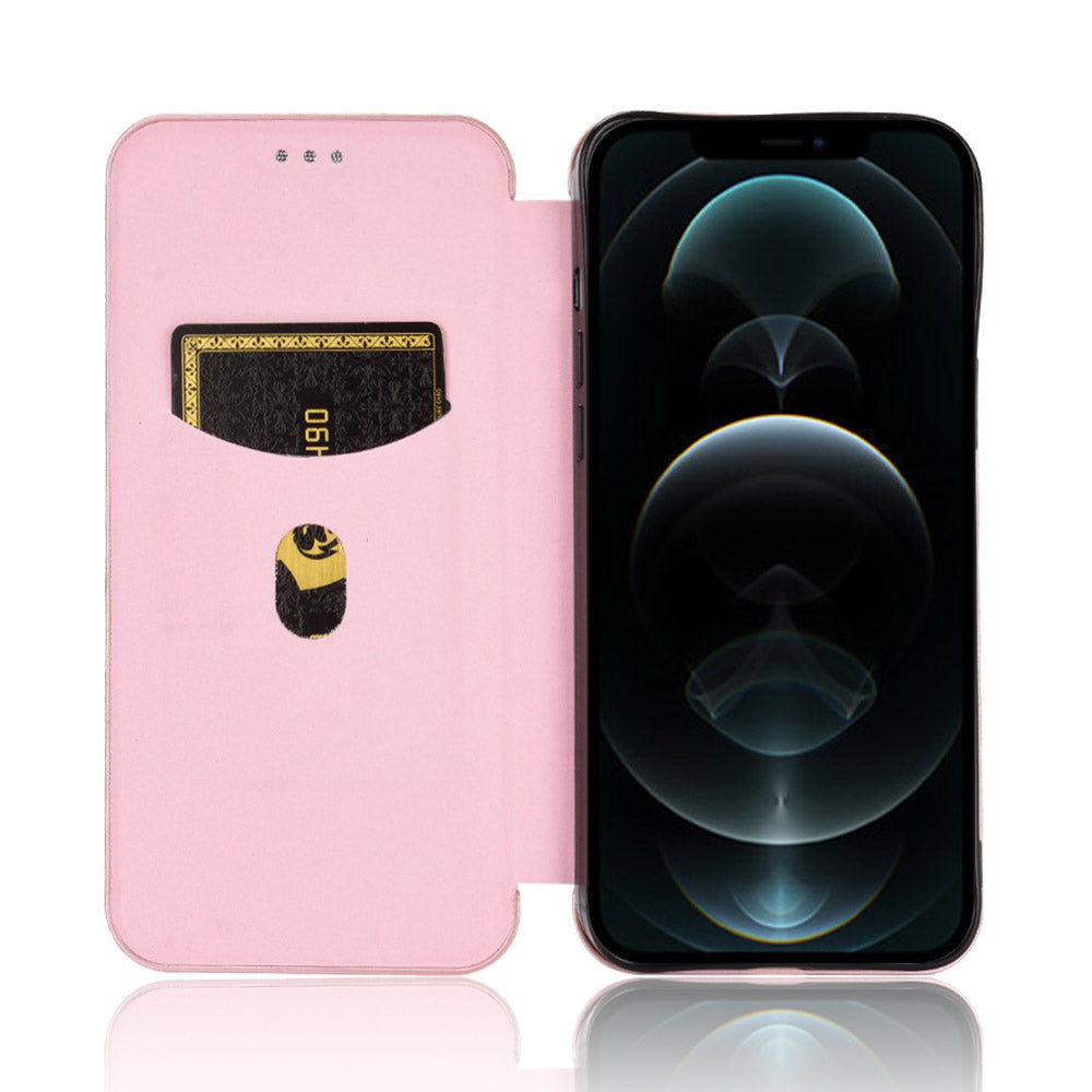 Auto-absorbed Carbon Fiber Leather Case with Ring Strap for iPhone 13 Pro Max 6.7 inch