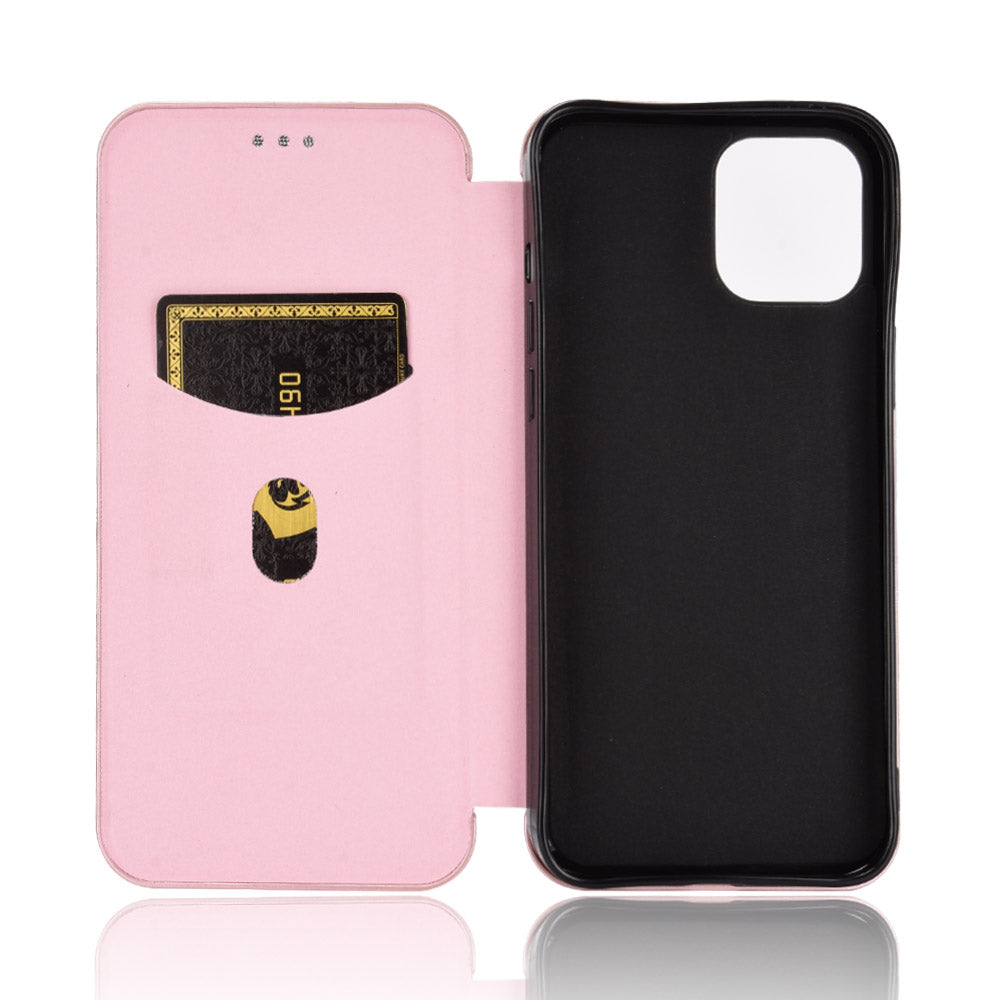 Auto-absorbed Carbon Fiber Leather Case with Ring Strap for iPhone 13 Pro Max 6.7 inch