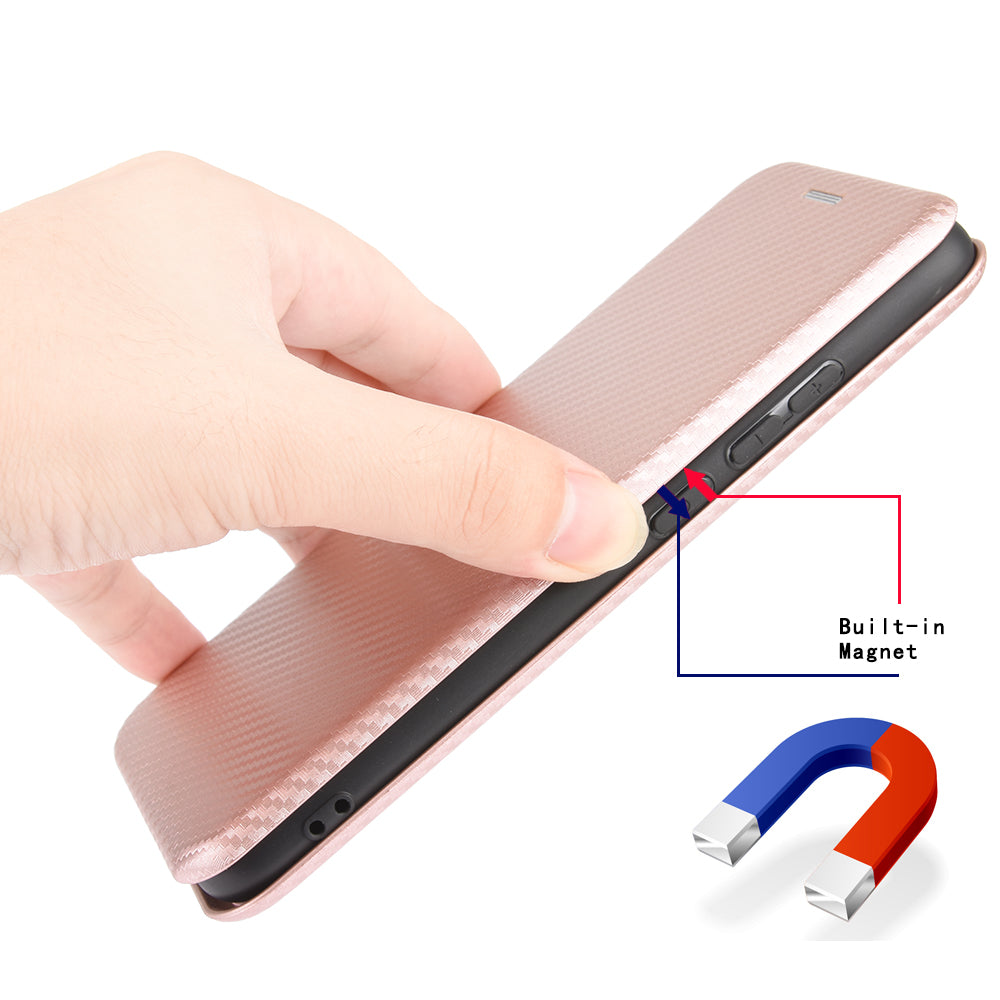 Auto-absorbed Carbon Fiber Leather Case with Ring Strap for iPhone 13 Pro Max 6.7 inch