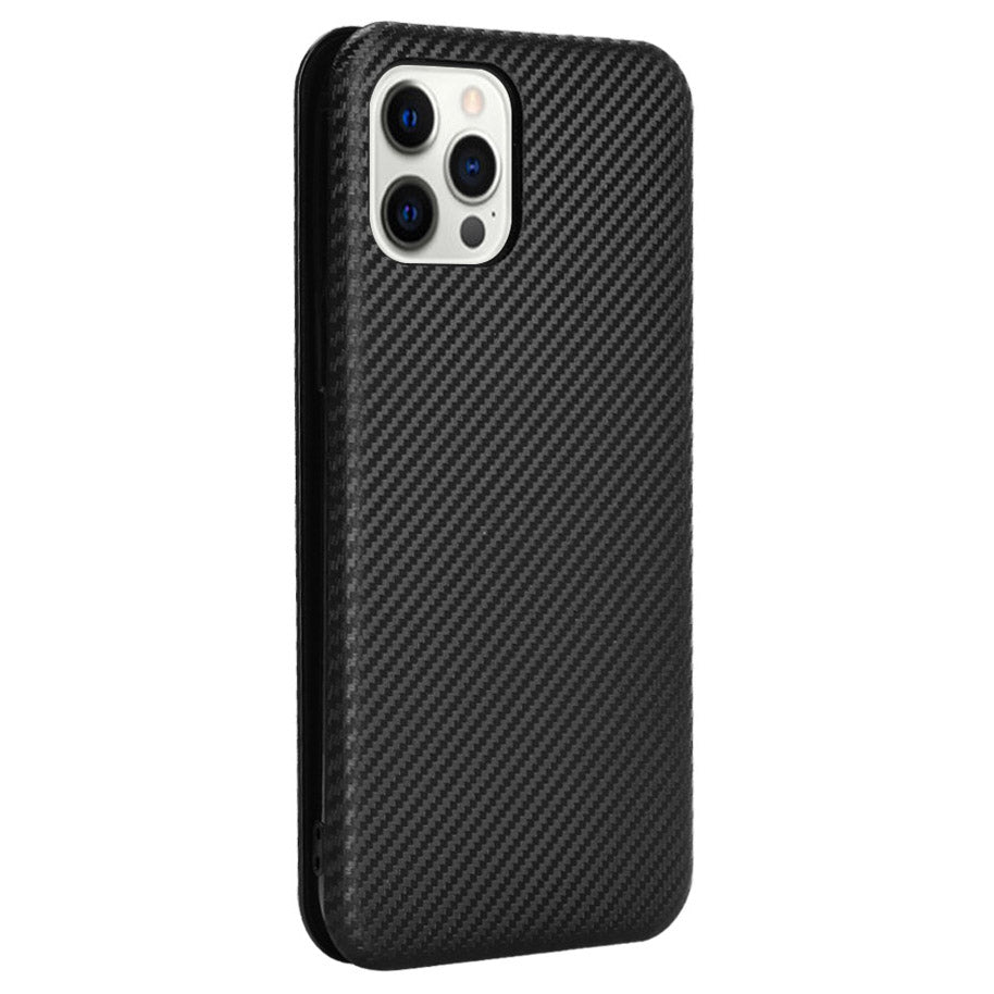 Auto-absorbed Carbon Fiber Leather Case with Ring Strap for iPhone 13 Pro Max 6.7 inch