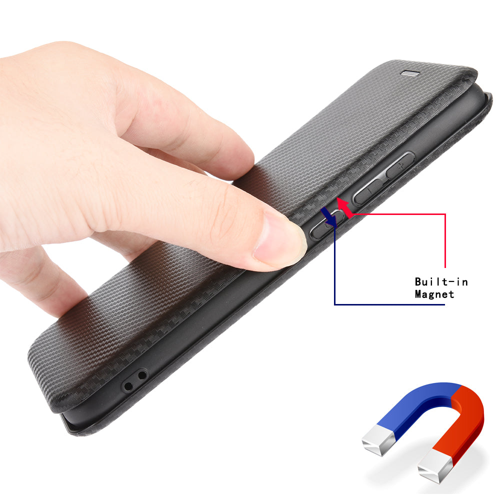 Auto-absorbed Carbon Fiber Leather Case with Ring Strap for iPhone 13 Pro Max 6.7 inch