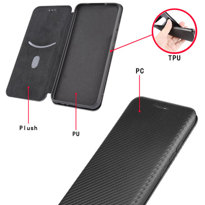 Auto-absorbed Carbon Fiber Leather Case with Ring Strap for iPhone 13 Pro Max 6.7 inch