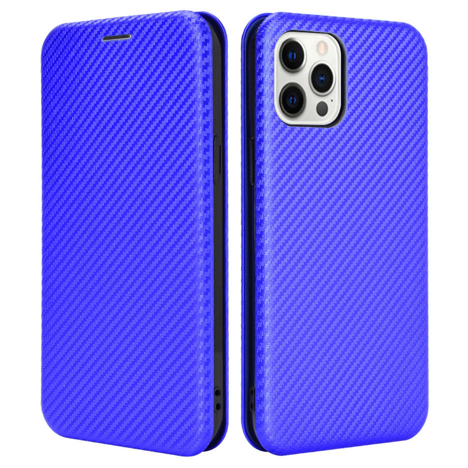 Auto-absorbed Carbon Fiber Leather Case with Ring Strap for iPhone 13 Pro Max 6.7 inch