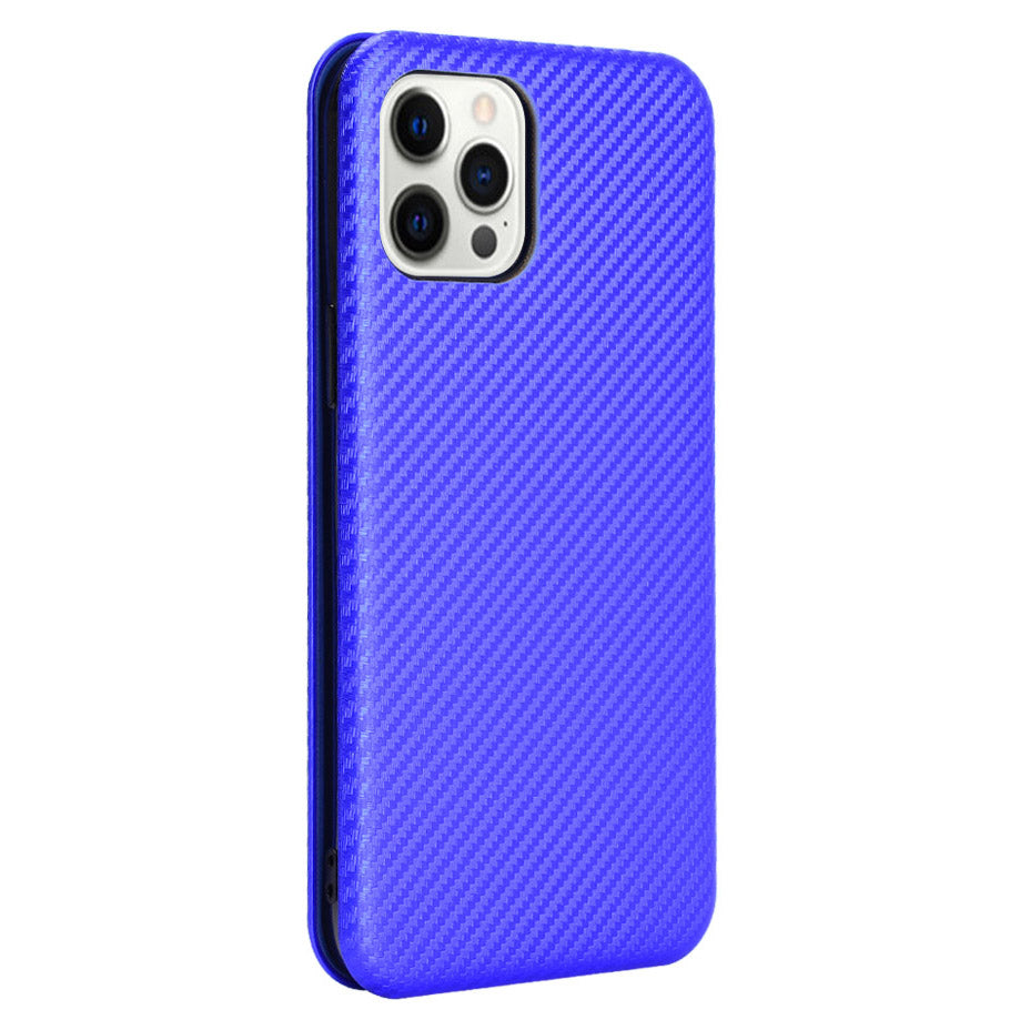 Auto-absorbed Carbon Fiber Leather Case with Ring Strap for iPhone 13 Pro Max 6.7 inch