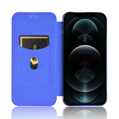 Auto-absorbed Carbon Fiber Leather Case with Ring Strap for iPhone 13 Pro Max 6.7 inch