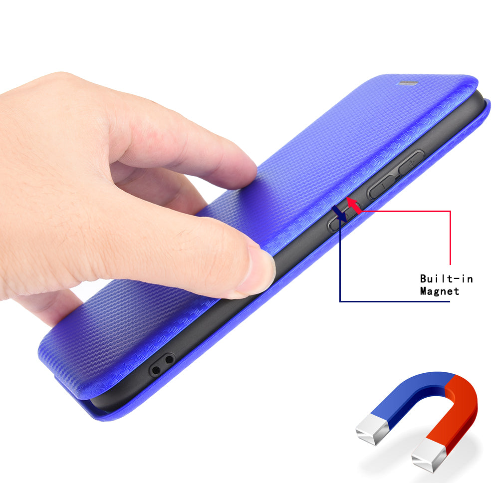 Auto-absorbed Carbon Fiber Leather Case with Ring Strap for iPhone 13 Pro Max 6.7 inch