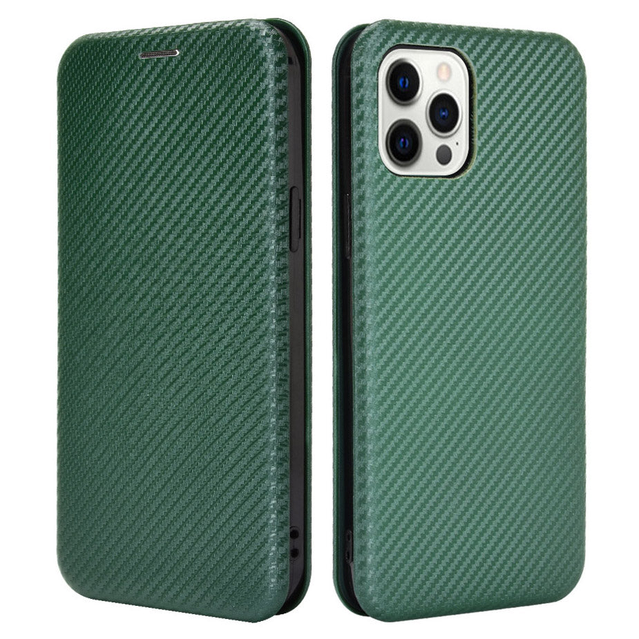 Auto-absorbed Carbon Fiber Leather Case with Ring Strap for iPhone 13 Pro Max 6.7 inch