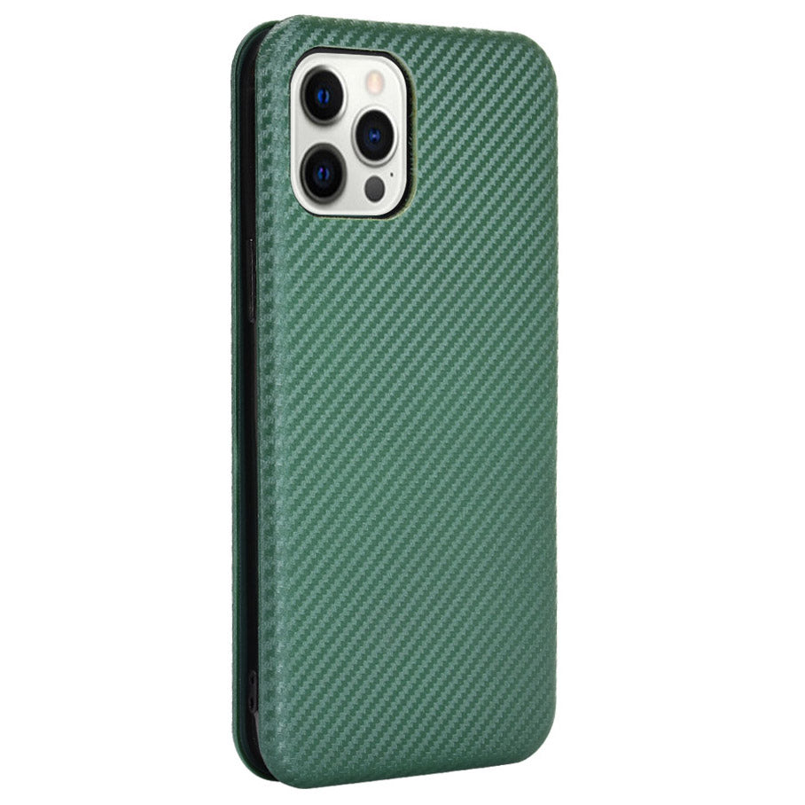 Auto-absorbed Carbon Fiber Leather Case with Ring Strap for iPhone 13 Pro Max 6.7 inch