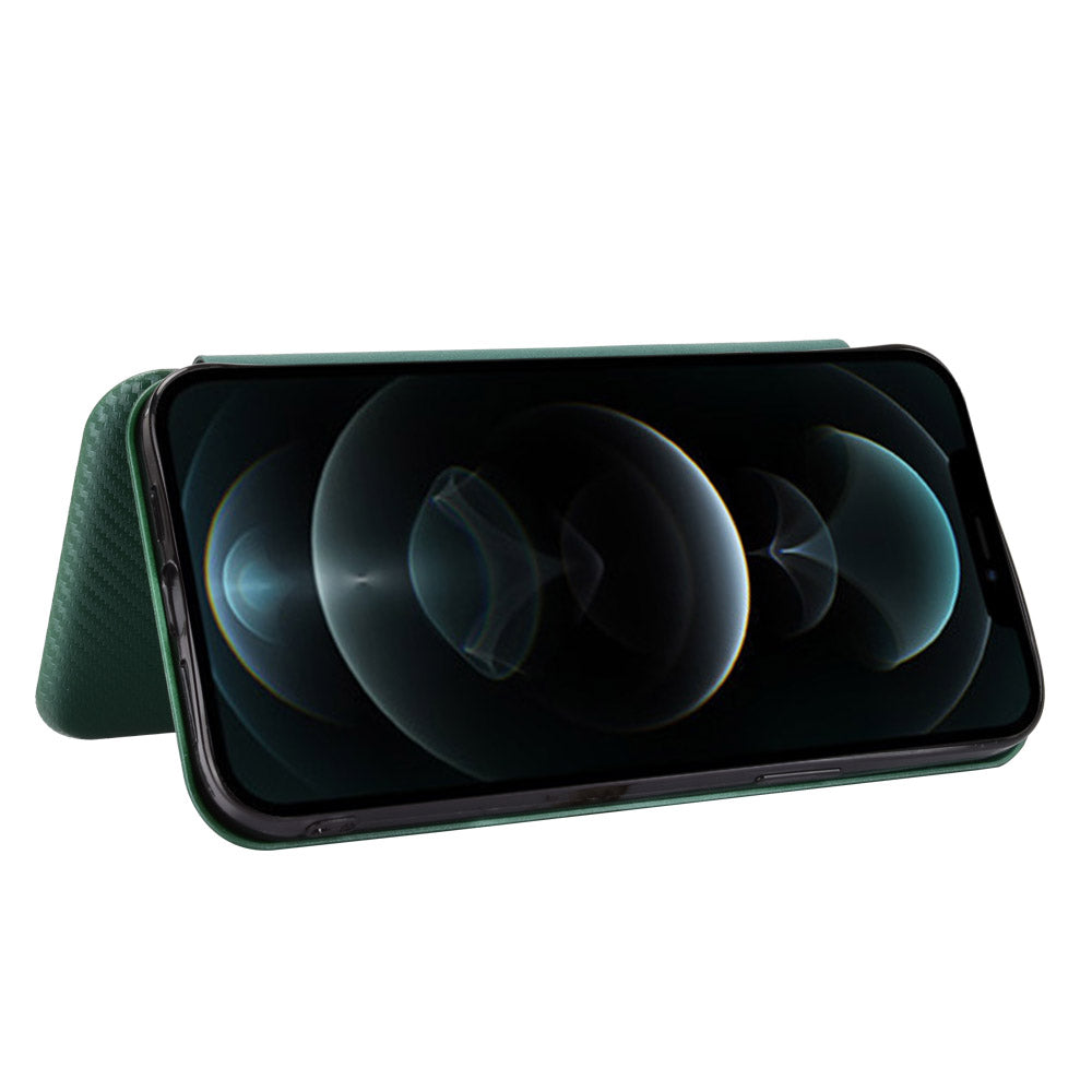 Auto-absorbed Carbon Fiber Leather Case with Ring Strap for iPhone 13 Pro Max 6.7 inch