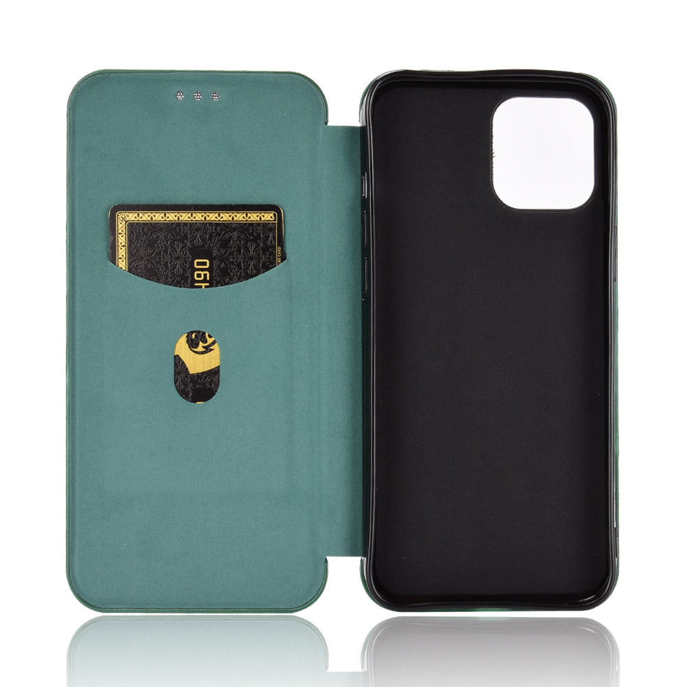 Auto-absorbed Carbon Fiber Leather Case with Ring Strap for iPhone 13 Pro Max 6.7 inch