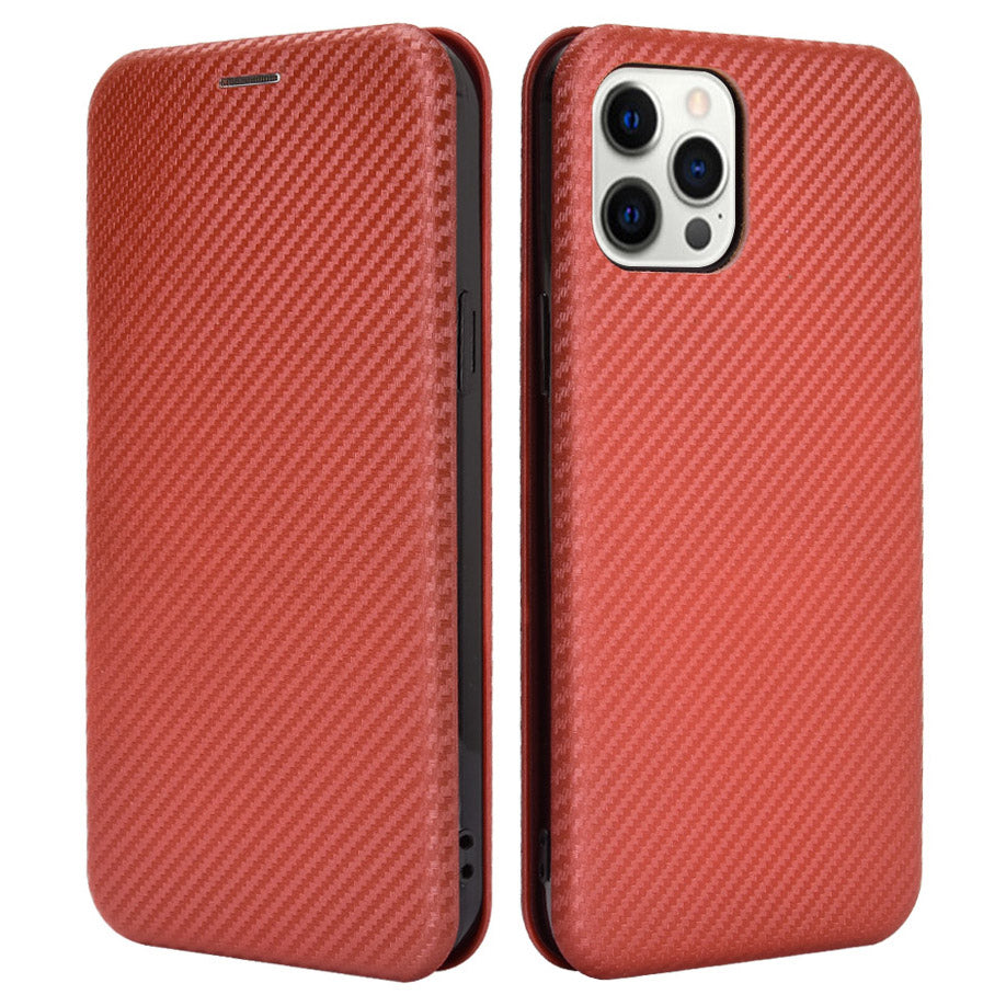 Auto-absorbed Carbon Fiber Leather Case with Ring Strap for iPhone 13 Pro Max 6.7 inch