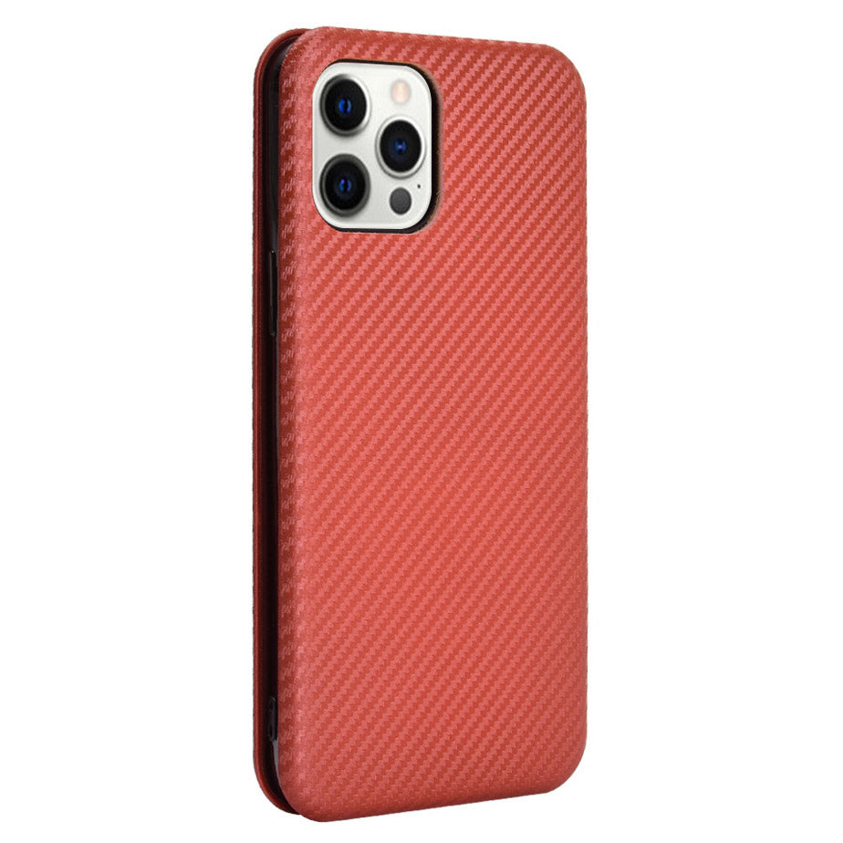 Auto-absorbed Carbon Fiber Leather Case with Ring Strap for iPhone 13 Pro Max 6.7 inch