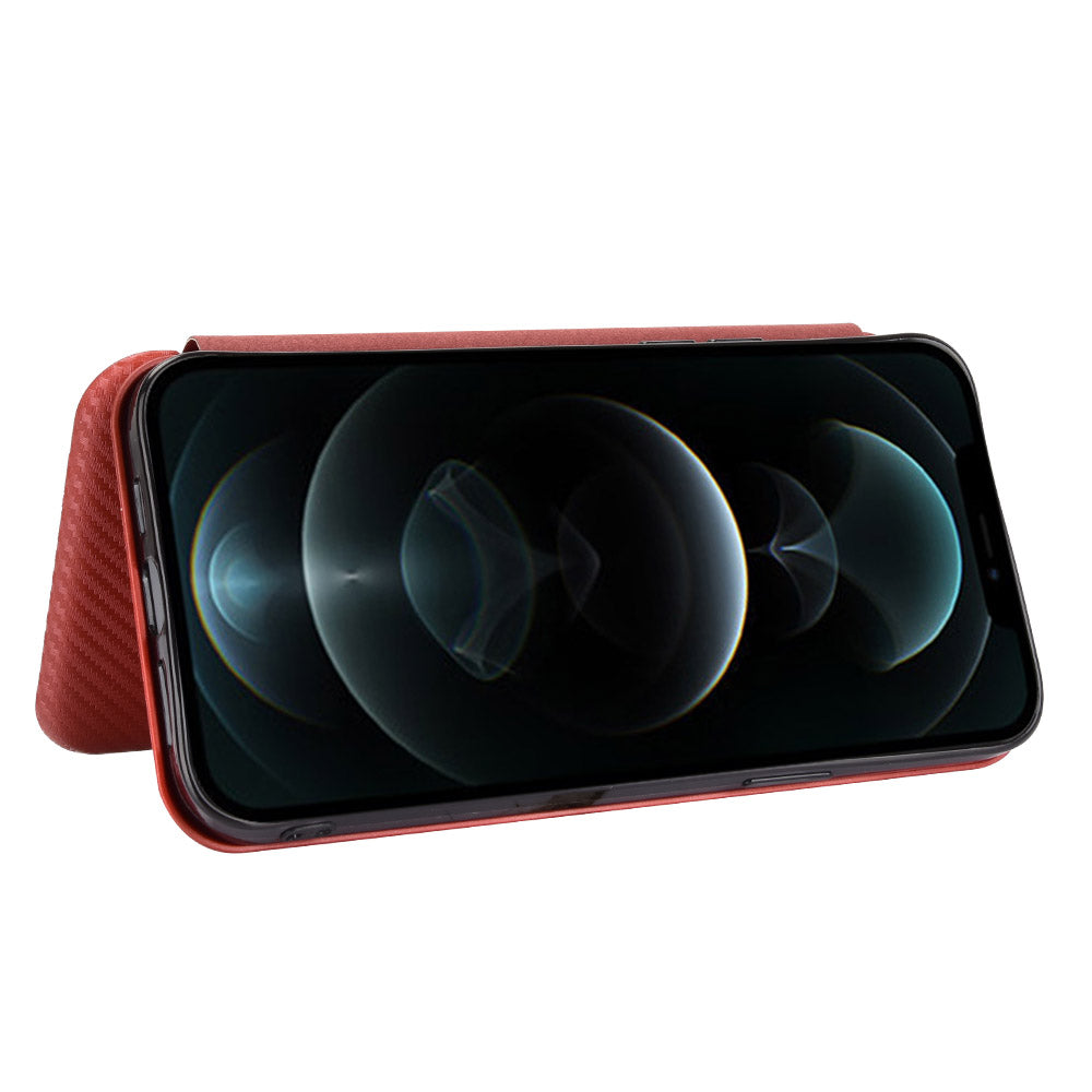 Auto-absorbed Carbon Fiber Leather Case with Ring Strap for iPhone 13 Pro Max 6.7 inch
