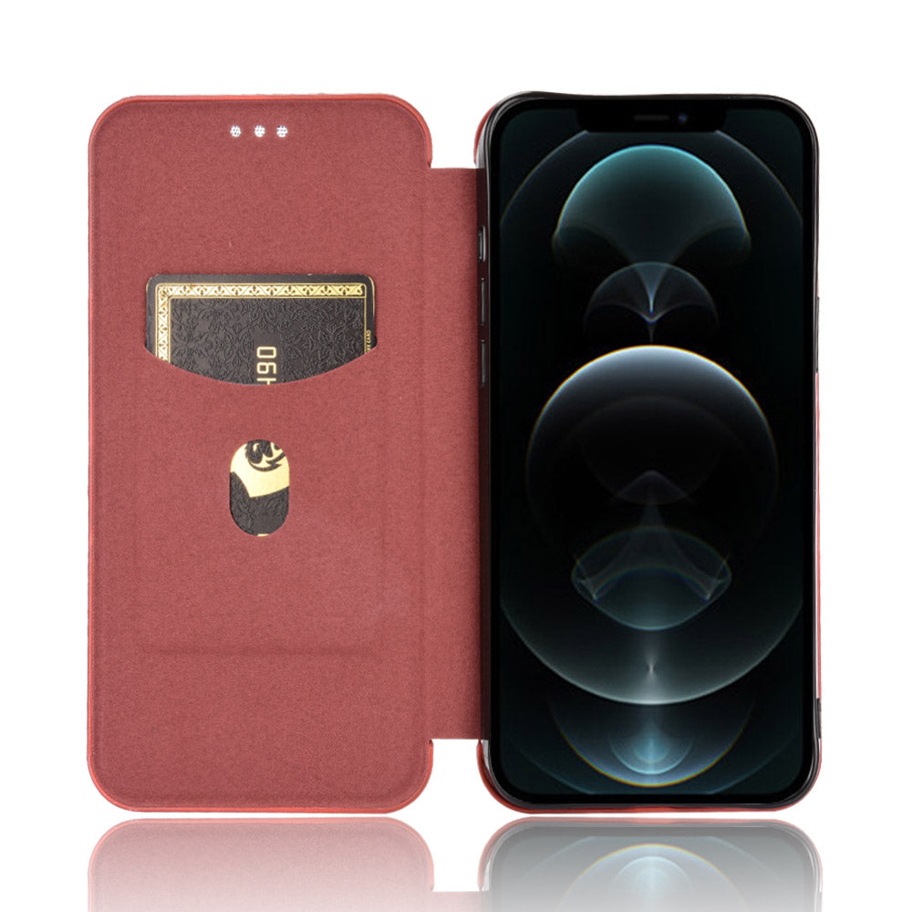 Auto-absorbed Carbon Fiber Leather Case with Ring Strap for iPhone 13 Pro Max 6.7 inch