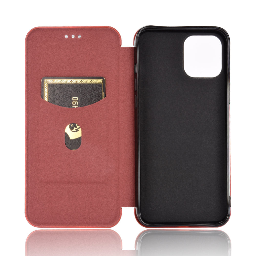 Auto-absorbed Carbon Fiber Leather Case with Ring Strap for iPhone 13 Pro Max 6.7 inch