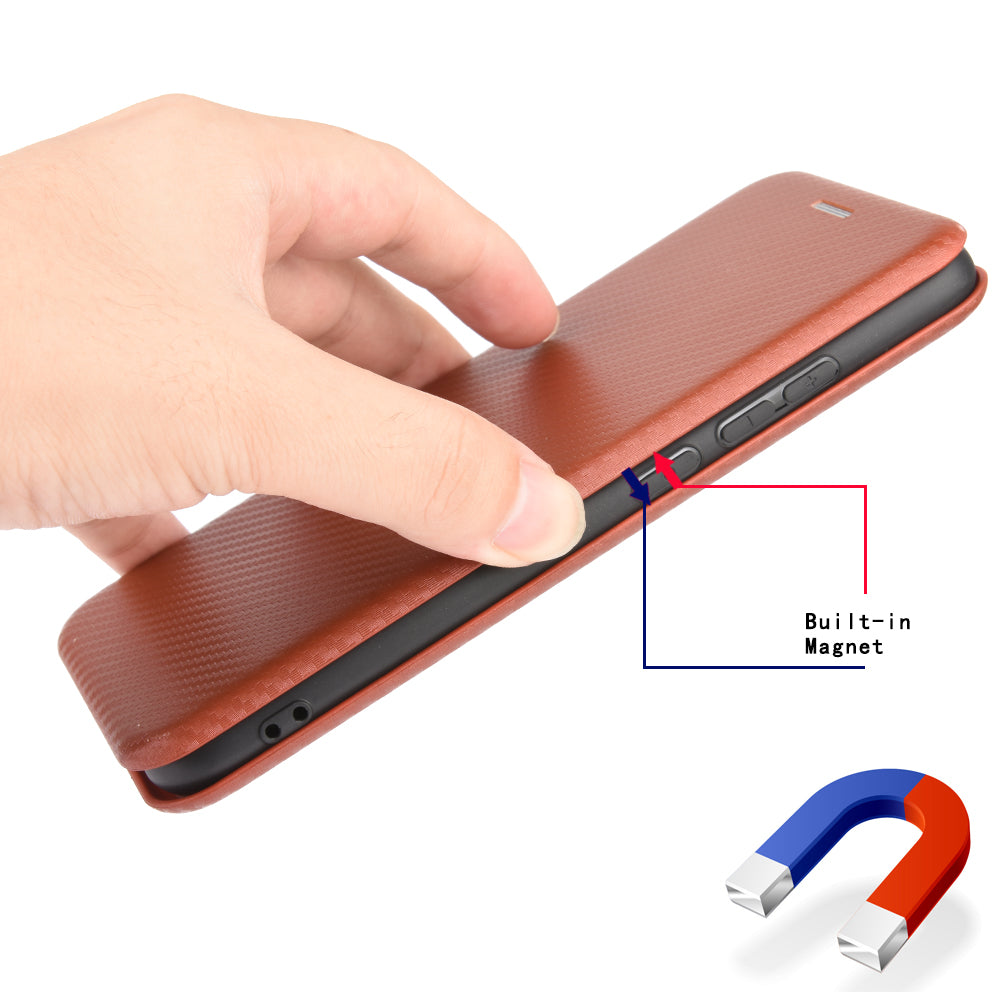 Auto-absorbed Carbon Fiber Leather Case with Ring Strap for iPhone 13 Pro Max 6.7 inch