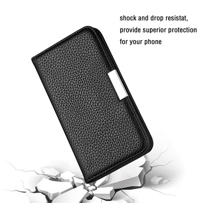 Metal Buckle Auto-absorbed Leather Case Litchi Texture Phone Shell with Card Holder for iPhone 13 Pro 6.1 inch