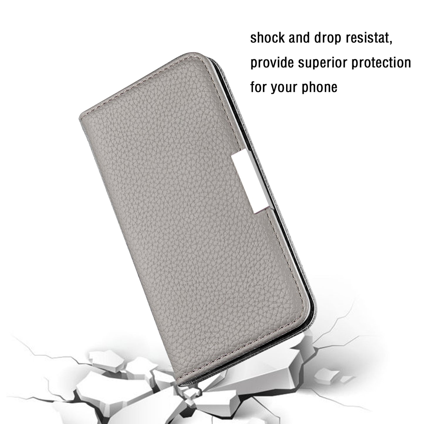 Metal Buckle Auto-absorbed Leather Case Litchi Texture Phone Shell with Card Holder for iPhone 13 Pro 6.1 inch